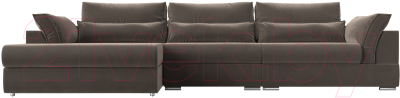 Диван угловой Лига Диванов Пекин Long левый (велюр коричневый)