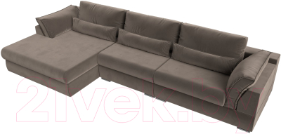 Диван угловой Лига Диванов Пекин Long левый (велюр коричневый)
