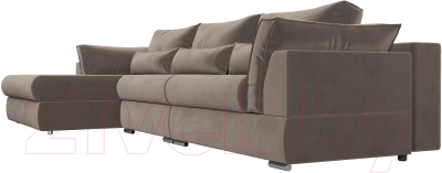 Диван угловой Лига Диванов Пекин Long левый (велюр коричневый)