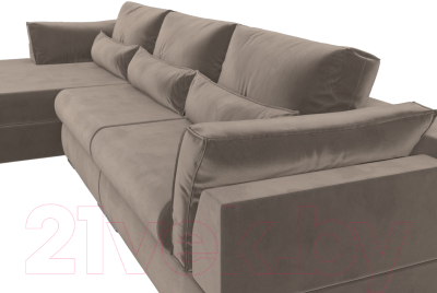 Диван угловой Лига Диванов Пекин Long левый (велюр коричневый)