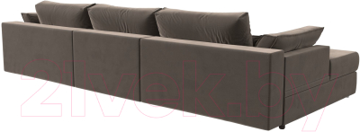 Диван угловой Лига Диванов Пекин Long левый (велюр коричневый)