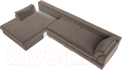 Диван угловой Лига Диванов Пекин Long левый (велюр коричневый)