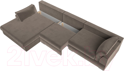 Диван угловой Лига Диванов Пекин Long левый (велюр коричневый)