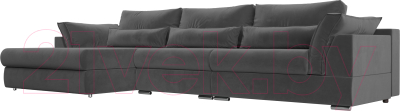 Диван угловой Лига Диванов Пекин Long левый (велюр серый) - фото