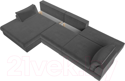 Диван угловой Лига Диванов Пекин Long левый (велюр серый)