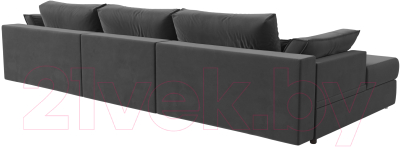 Диван угловой Лига Диванов Пекин Long левый (велюр серый)