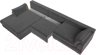 Диван угловой Лига Диванов Пекин Long левый (велюр серый)