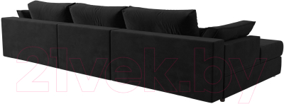 Диван угловой Лига Диванов Пекин Long левый (велюр черный)