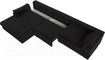 Диван угловой Лига Диванов Пекин Long левый (велюр черный)