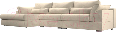 Диван угловой Лига Диванов Пекин Long левый (микровельвет бежевый) - фото
