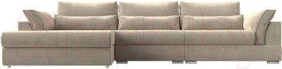Диван угловой Лига Диванов Пекин Long левый (микровельвет бежевый)