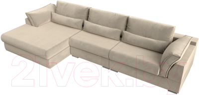 Диван угловой Лига Диванов Пекин Long левый (микровельвет бежевый)