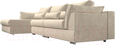 Диван угловой Лига Диванов Пекин Long левый (микровельвет бежевый)