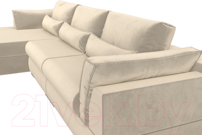 Диван угловой Лига Диванов Пекин Long левый (микровельвет бежевый)