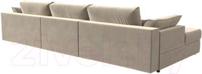 Диван угловой Лига Диванов Пекин Long левый (микровельвет бежевый)