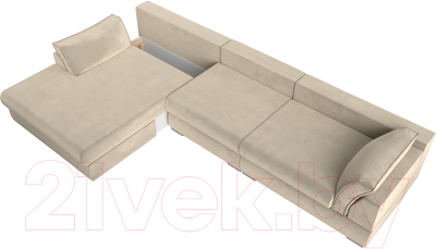Диван угловой Лига Диванов Пекин Long левый (микровельвет бежевый)