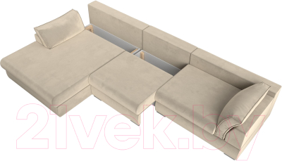 Диван угловой Лига Диванов Пекин Long левый (микровельвет бежевый)