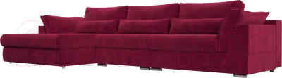 Диван угловой Лига Диванов Пекин Long левый (микровельвет бордовый) - фото