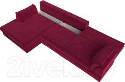 Диван угловой Лига Диванов Пекин Long левый (микровельвет бордовый)