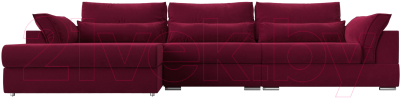 Диван угловой Лига Диванов Пекин Long левый (микровельвет бордовый)