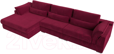 Диван угловой Лига Диванов Пекин Long левый (микровельвет бордовый)