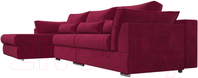 Диван угловой Лига Диванов Пекин Long левый (микровельвет бордовый)