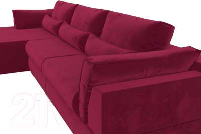 Диван угловой Лига Диванов Пекин Long левый (микровельвет бордовый)