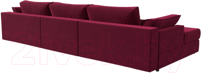 Диван угловой Лига Диванов Пекин Long левый (микровельвет бордовый)