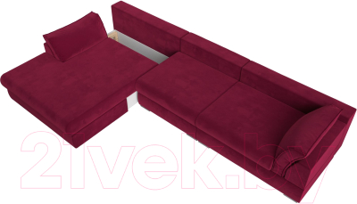 Диван угловой Лига Диванов Пекин Long левый (микровельвет бордовый)