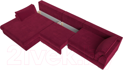 Диван угловой Лига Диванов Пекин Long левый (микровельвет бордовый)