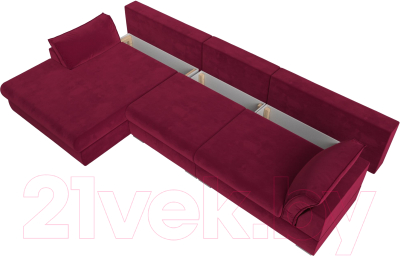 Диван угловой Лига Диванов Пекин Long левый (микровельвет бордовый)