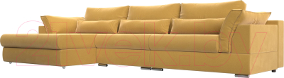 Диван угловой Лига Диванов Пекин Long левый (микровельвет желтый) - фото