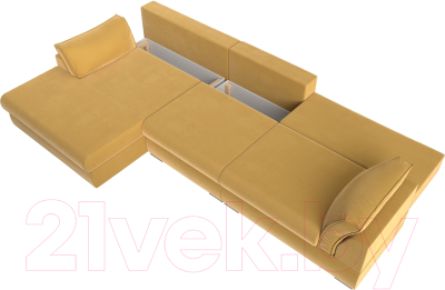 Диван угловой Лига Диванов Пекин Long левый (микровельвет желтый)