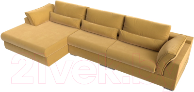 Диван угловой Лига Диванов Пекин Long левый (микровельвет желтый)