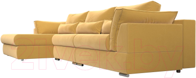 Диван угловой Лига Диванов Пекин Long левый (микровельвет желтый)