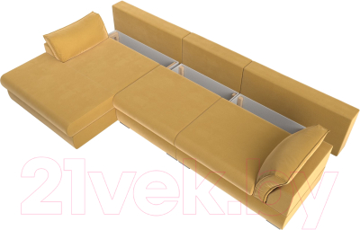 Диван угловой Лига Диванов Пекин Long левый (микровельвет желтый)