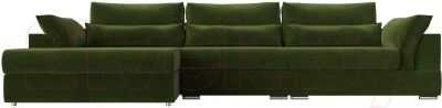 Диван угловой Лига Диванов Пекин Long левый (микровельвет зеленый)