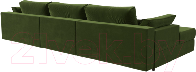 Диван угловой Лига Диванов Пекин Long левый (микровельвет зеленый)