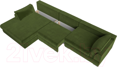 Диван угловой Лига Диванов Пекин Long левый (микровельвет зеленый)