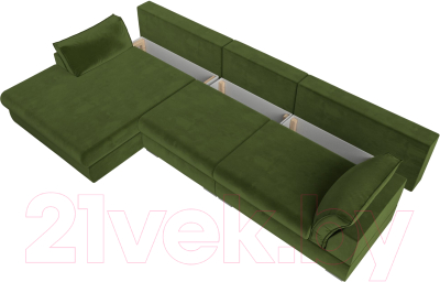 Диван угловой Лига Диванов Пекин Long левый (микровельвет зеленый)