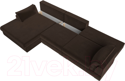 Диван угловой Лига Диванов Пекин Long левый (микровельвет коричневый)