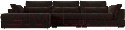 Диван угловой Лига Диванов Пекин Long левый (микровельвет коричневый)