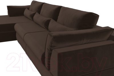 Диван угловой Лига Диванов Пекин Long левый (микровельвет коричневый)