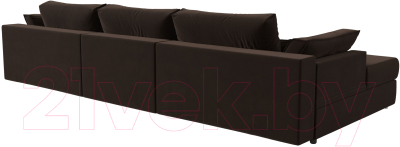 Диван угловой Лига Диванов Пекин Long левый (микровельвет коричневый)