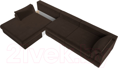 Диван угловой Лига Диванов Пекин Long левый (микровельвет коричневый)