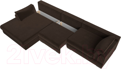 Диван угловой Лига Диванов Пекин Long левый (микровельвет коричневый)