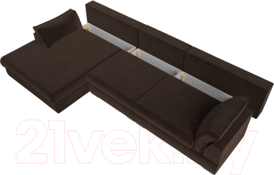 Диван угловой Лига Диванов Пекин Long левый (микровельвет коричневый)