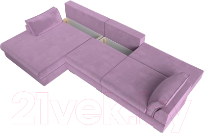Диван угловой Лига Диванов Пекин Long левый (микровельвет сиреневый)