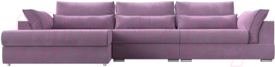 Диван угловой Лига Диванов Пекин Long левый (микровельвет сиреневый)