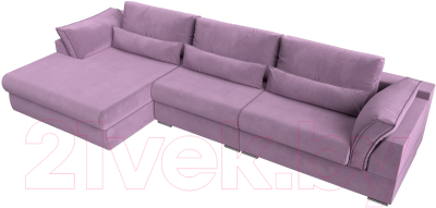 Диван угловой Лига Диванов Пекин Long левый (микровельвет сиреневый)